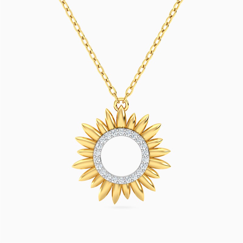 Miss L' by L'azurde Sunflower Diamonds Necklace In 18K Gold - Image 1